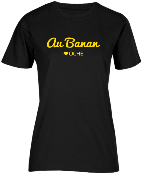 "AU BANAN" curved - Auslaudmodell schwarzes Damen T-Shirt
