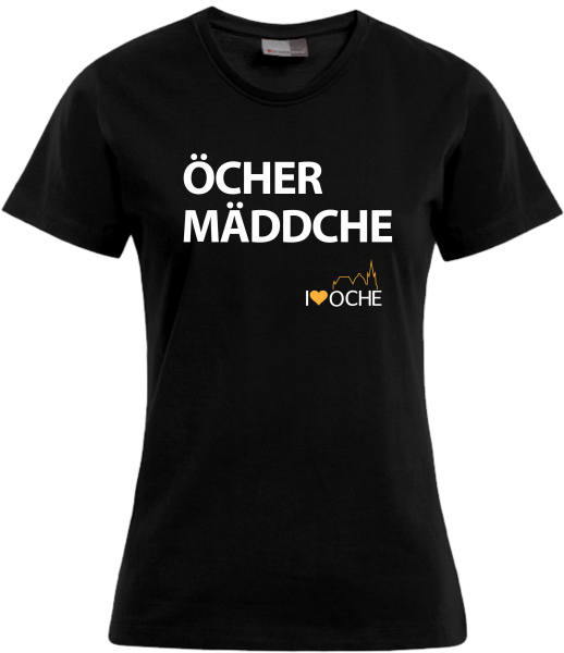 "ÖCHER MÄDDCHE" Auslaufmodell Blockschrift- Damenshirt
