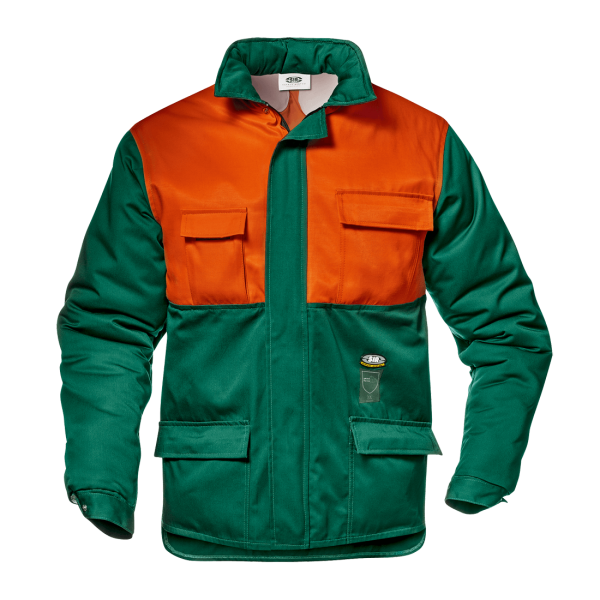 Schnittschutz-Jacke Klasse 1-180° Dunkelgrün/orange EN381-11