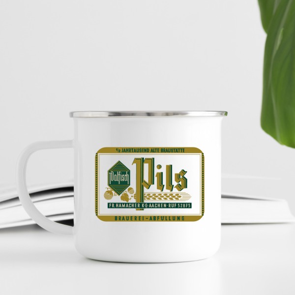 "Öcher Walfisch Pils" - Emailletasse