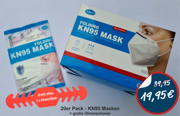 KN95 Maske 3-lagig 20er Karton (einzelverpackt)