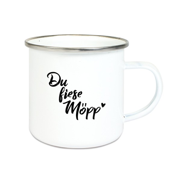 "Du fiese Möpp" - kleine Emailletasse 300ml