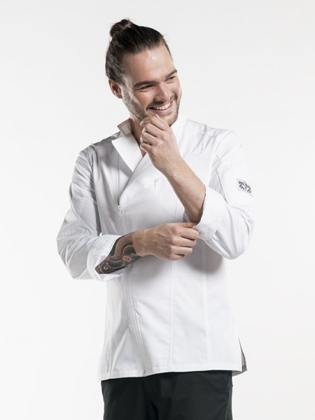 Herren Kochjacke Biker weiß