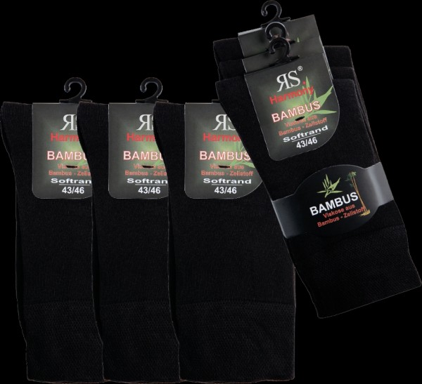 Viskose Strumpf Bambus schwarz 3er pack