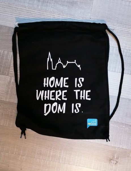 "HOME IS WHERE THE DOM IS" - Sportbeutel mit schwarzer Kordel